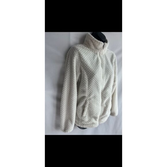 Free 2B White Plush Full Zip Jacket sz M Casual Teddy Spring Transitional Soft - Picture 4 of 12
